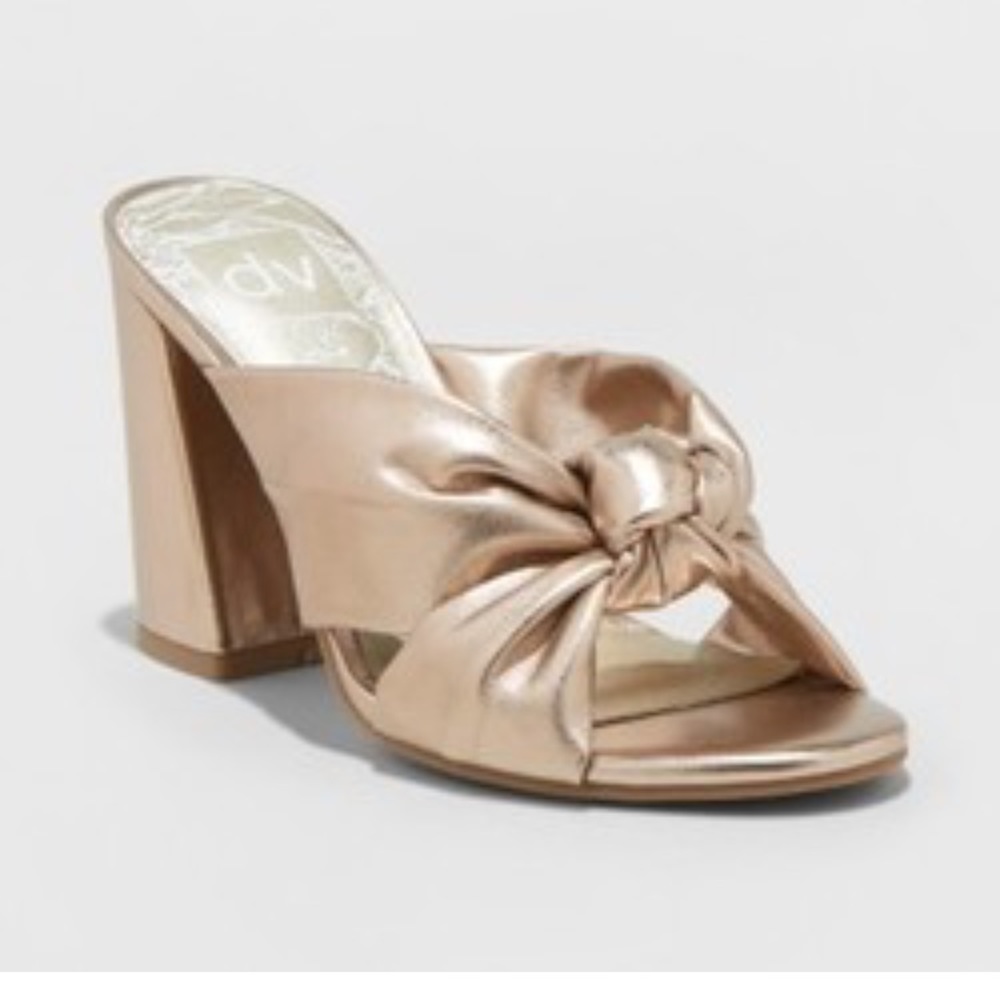 DV HYLDE GOLD KNOTTED BLOCK HEELS